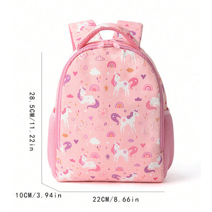Rainbow Unicorn Print Kids Backpack Lightweight Casual Elementary School Bag