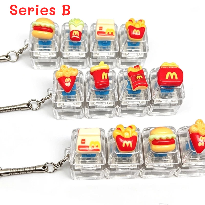 Mini Food Mechanical Key Fidget Toy – Handmade Resin Charms