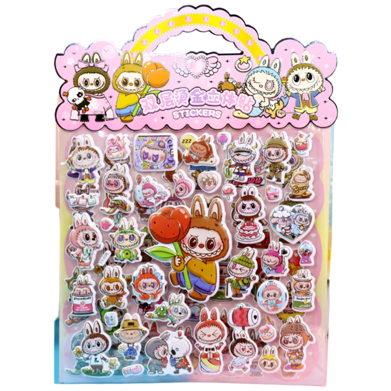 LABUBU Puffy Stickers 3D Double-Layer Cartoon Foil Decorative Stickers