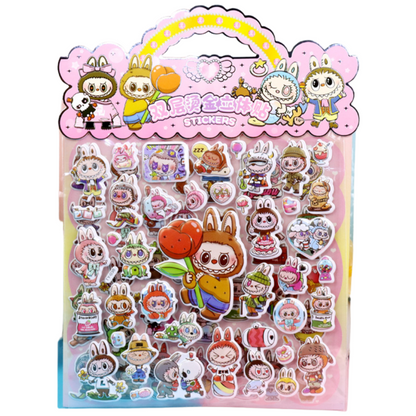 LABUBU Puffy Stickers 3D Double-Layer Cartoon Foil Decorative Stickers