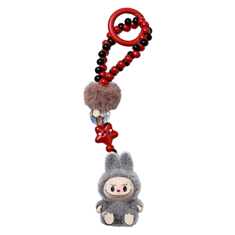 Labubu Beaded Keychain Long Strap Bag Charm Phone Lanyard Key Ring Accessory
