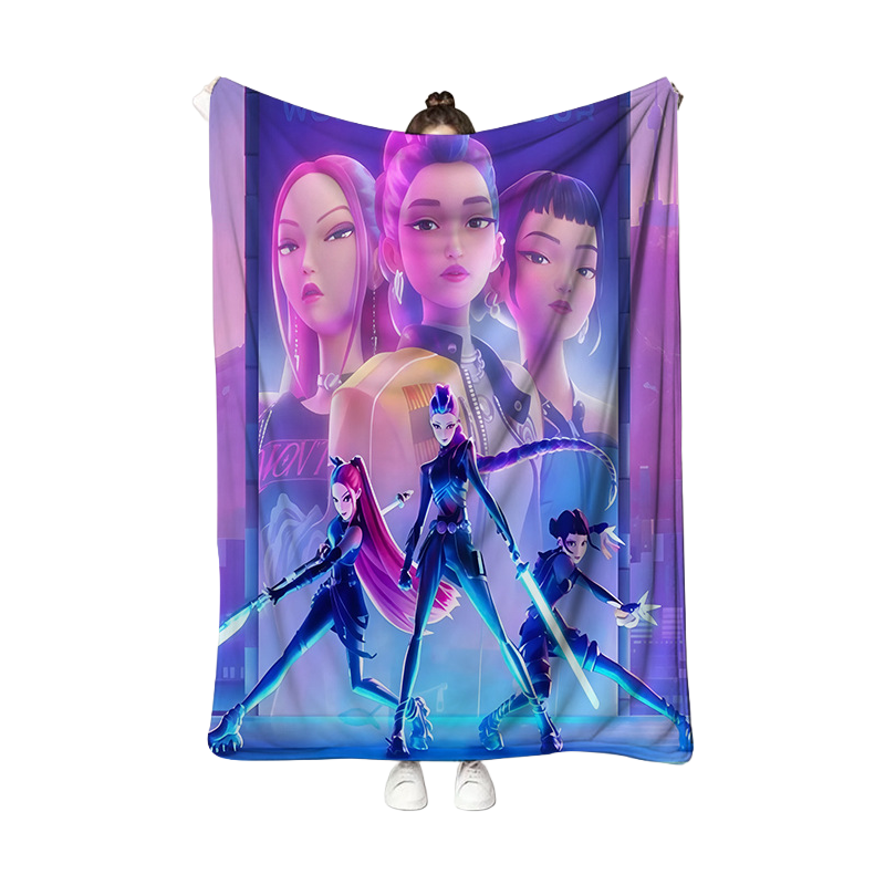 Kpop Demon Hunters Plush Throw Blanket, Flannel Nap Blanket for Sofa or Bed