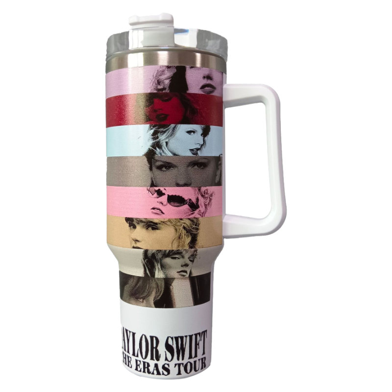 Taylor Swift 40oz Insulated Tumbler with Handle and Straw Car Travel Mug, Hot & Cold Stainless Steel Cup