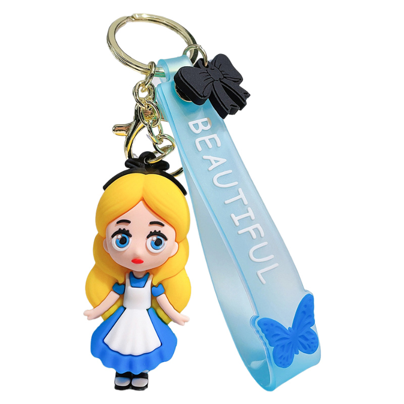 Cute Cartoon Princess Backpack Charm – Soft Silicone Keychain for Bags & Car Keys