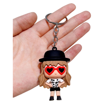 Taylor Swift Pop Singer-Inspired Cute Mini Doll Keychain Q-Style Figure Bag Charm & Desk Ornament