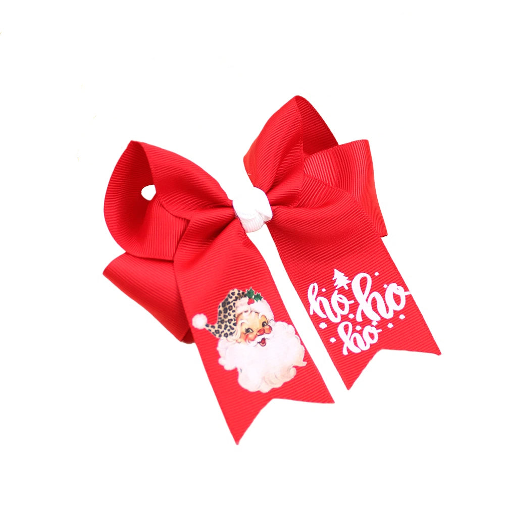 Christmas Headbands 2025 Santa & Grinch Printed Ribbon Hair Accessories for Kids