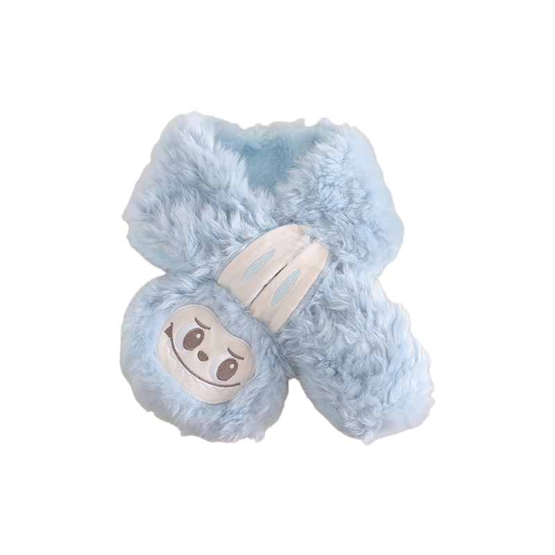 Labubu Kids Scarf Warm Plush Winter Neck Warmer, Soft Faux Rabbit Fur Scarf for Boys and Girls