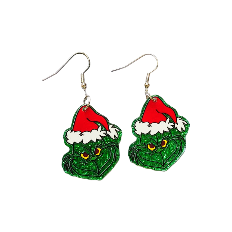 2025 Christmas Acrylic Earrings Cookie House Christmas Tree Grinch & Reindeer Design Vintage Simple Holiday Jewelry