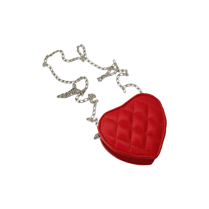 Kids Valentine’s Day Heart-Shaped Crossbody Bag – Quilted Mini Purse with Chain Strap