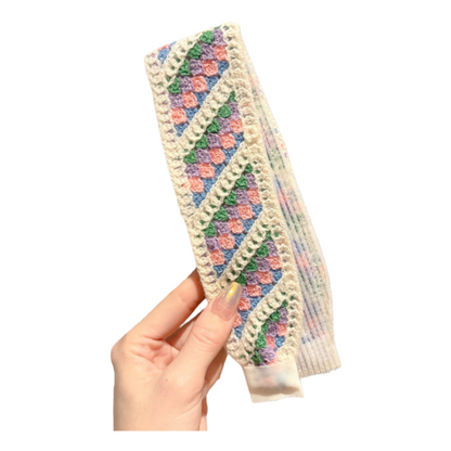 Knit Floral Cottagecore Headband for Girls Strawberry Sunflower Pattern Hair Accessory