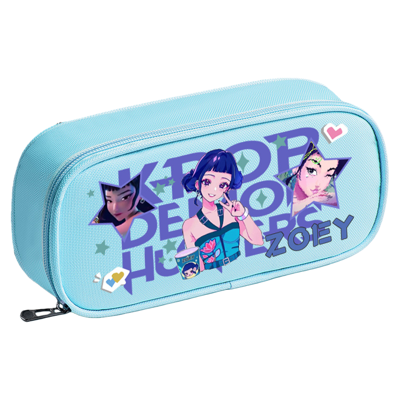 K-Pop Demon Hunters Pencil Case Large Capacity 3-compartment Pen Bag Trendy Stationery Organizer Office Supplies