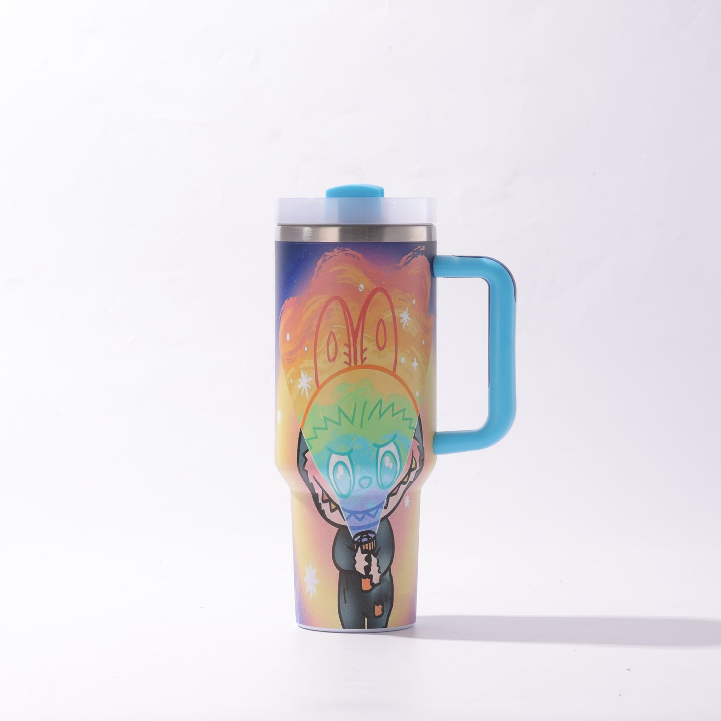 Labubu 40oz Insulated Tumbler with Handle and Straw Car Travel Mug Hot & Cold Stainless Steel Cup