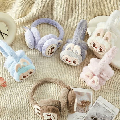 Labubu Solid Color Fuzzy Ear Muffs Warm Plush Earmuffs Cozy Frost-Proof Ear Warmers