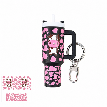 Cow Print Tumbler Fidget Keychain – Pressable Bag Charm