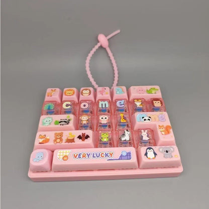 Fidget Decompression Keyboard Stress Relief Toy Colorful Keycap Sensory Charm