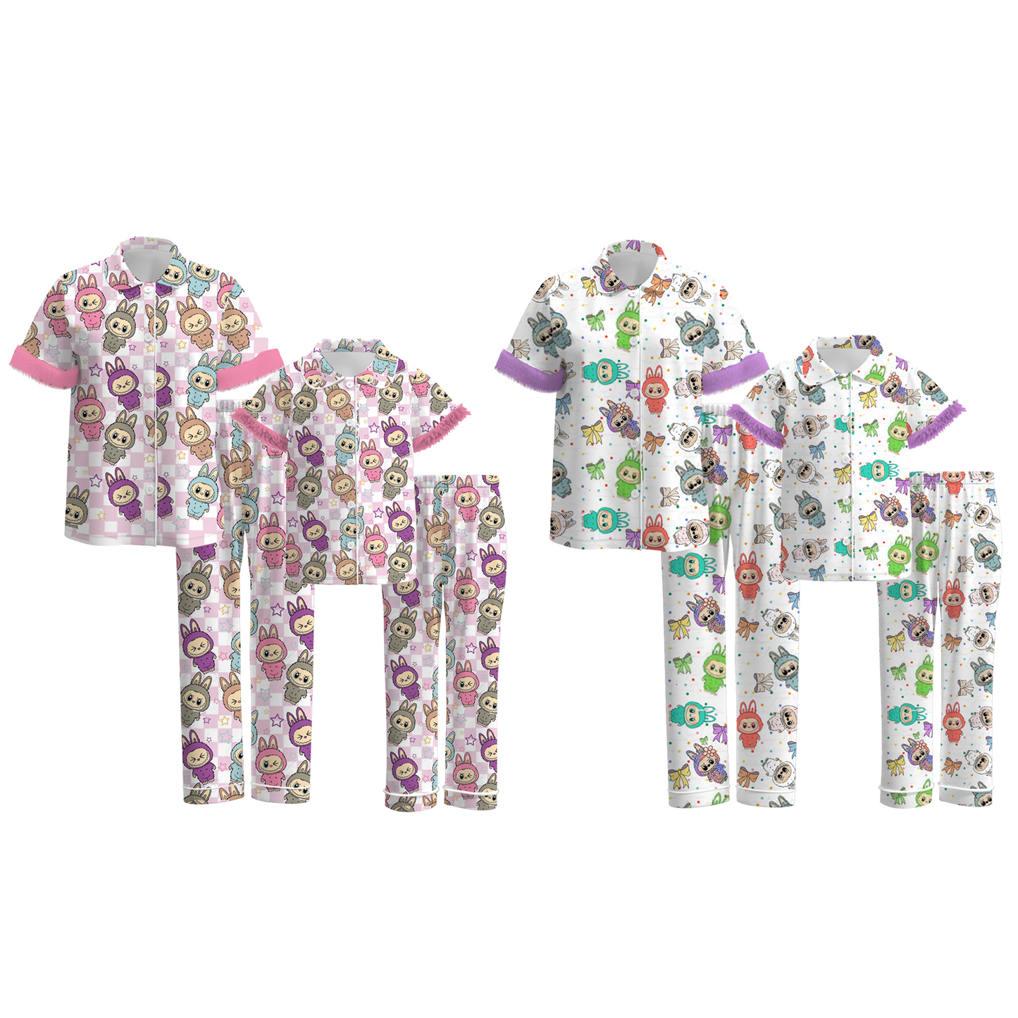 Mommy And Me Fall Halloween Cute Cozy Fur Pajamas Set