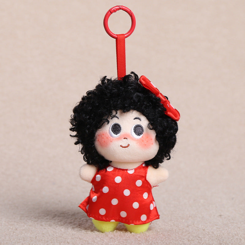 Curly Hair Plush Doll Bag Charm – Cute Character Keychain