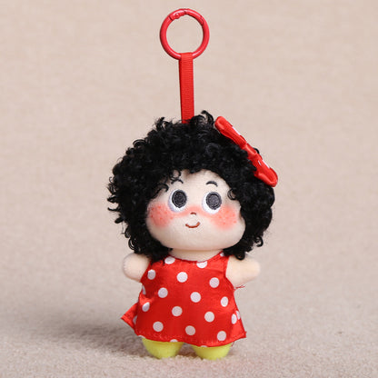 Curly Hair Plush Doll Bag Charm – Cute Character Keychain