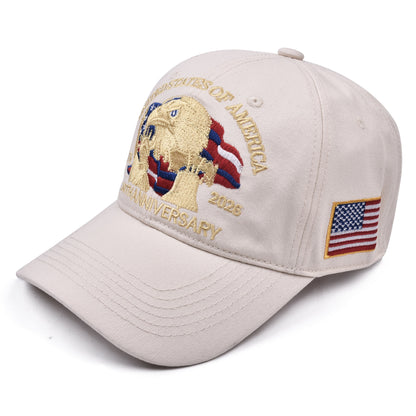 USA 250th Anniversary Embroidered Washed Baseball Cap Vintage Distressed Sun Hat