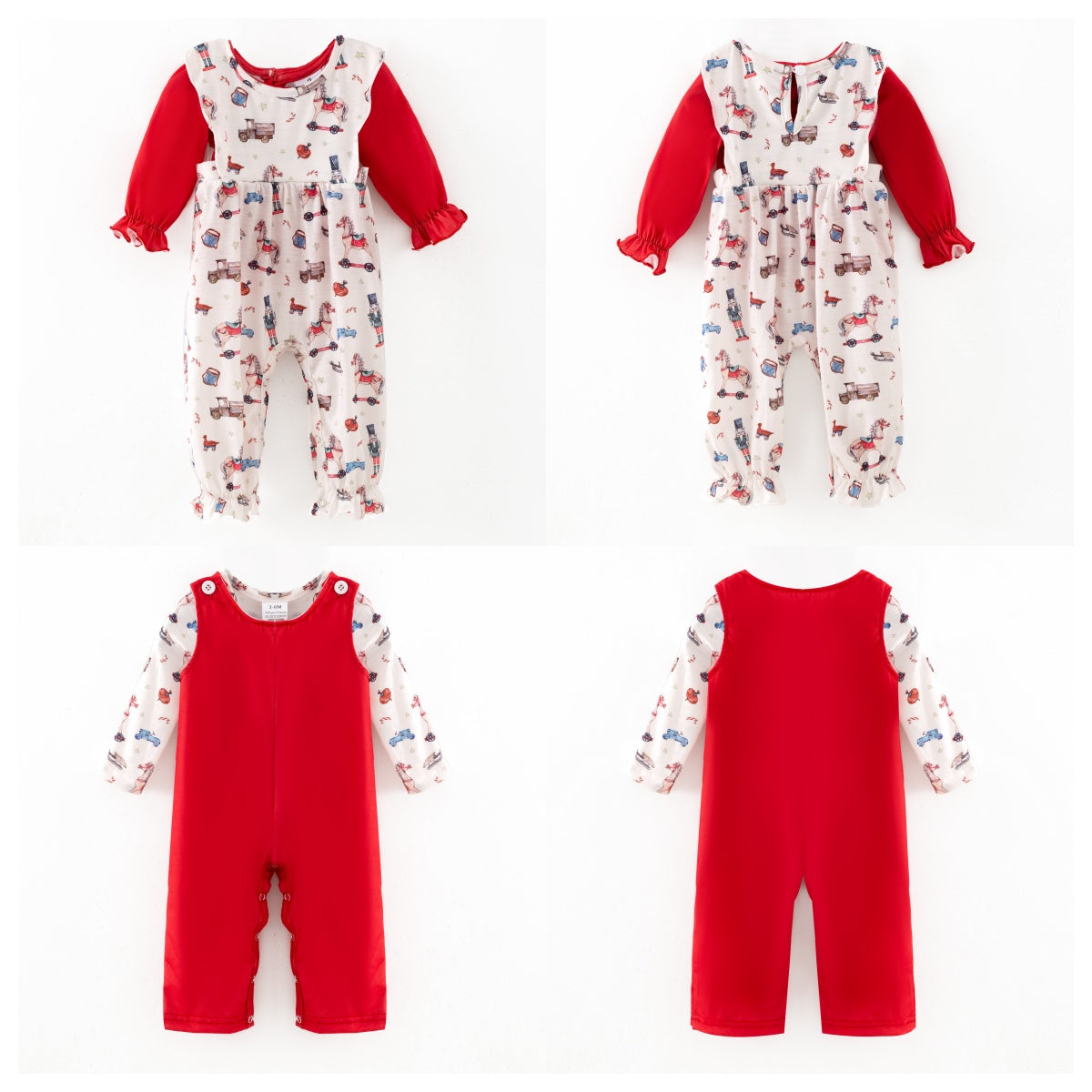 Christmas Nutcracker & Rocking Horse Print Sibling Set – Holiday Outfit Set