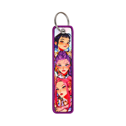 Kpop Demon Hunters Woven Keychain Anime Fabric Bag Charm Accessory