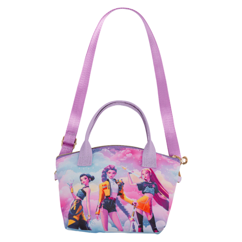 K-Pop Demon Girl Print Crossbody Bag with Top Handle & Adjustable Strap for Kids & Adults