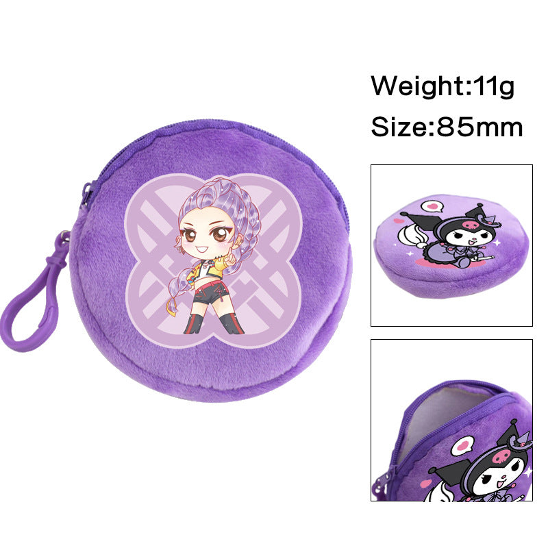 Plush K-pop Demon Hunters Mini Coin Purse & Earphone Case Bag Charm Keychain