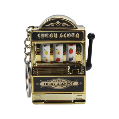 Retro Electroplated Slot Machine Keychain Fidget – Lucky Jackpot Fruit Game Toy