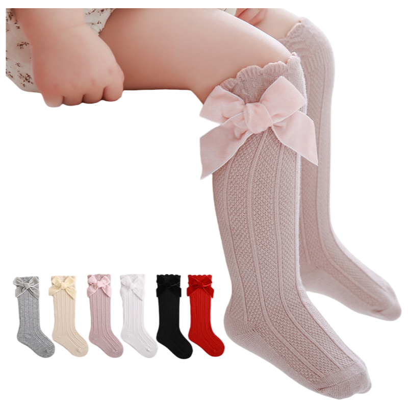 Baby Girls Knee High Mesh Breathable Spring & Summer Princess Socks with Bow