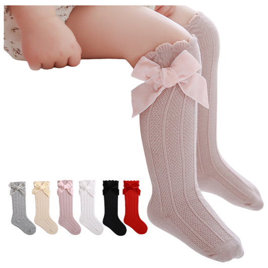 Baby Girls Knee High Mesh Breathable Spring & Summer Princess Socks with Bow