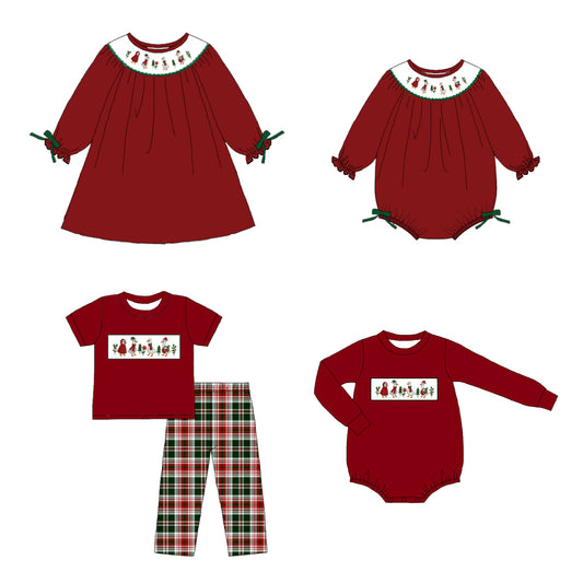 Kids Christmas Gilly Goose Embroidered Smocked Holiday Outfits