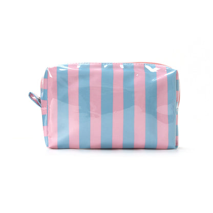 Waterproof Clear Striped Striped Makeup Pouch Travel Toiletry Bag