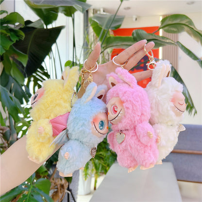 Labubu Soft Vinyl Plush Doll Keychain with Wings – Cute Mini Pendant Toy Necklace Charm