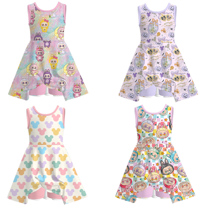 2026 Summer Character Cartoon Girls Sleeveless Athletic Dress