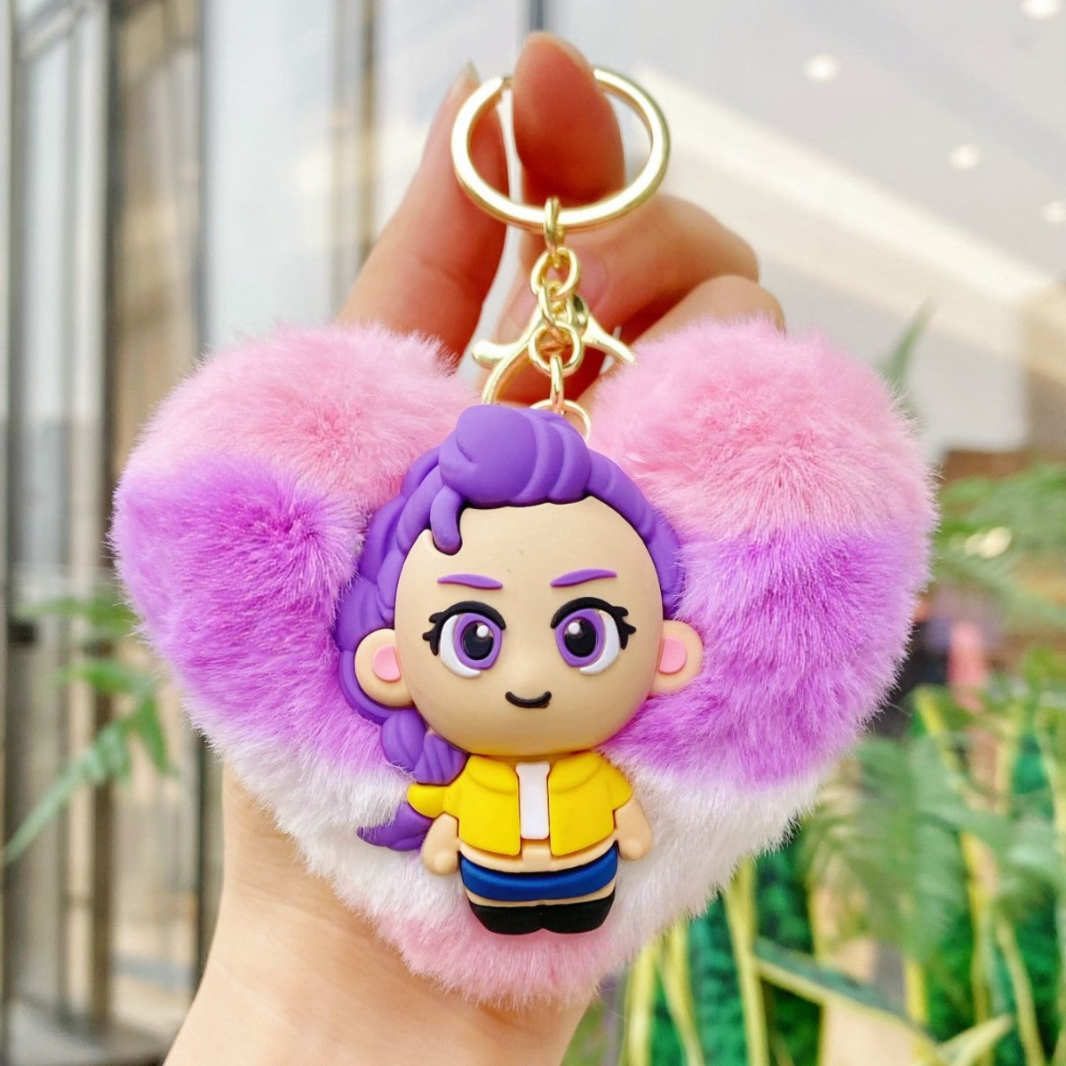KPOP Demon Hunters Heart Shape Silicone Plush-Inspired  Key Chain Bag Charm & Accessory