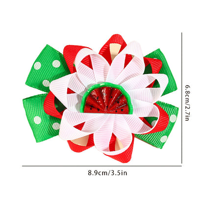 Summer Fruit Bow Hair Clips Kids Ribbon Headbands For Girls
