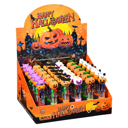 Halloween Mini 4-Color Retractable Ballpoint Spooky Character Pens 36-Piece Display Box