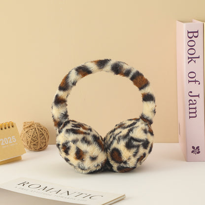 Winter Leopard Fuzzy Ear Muffs Warm Plush Earmuffs  Cozy Frost-Proof Ear Warmers