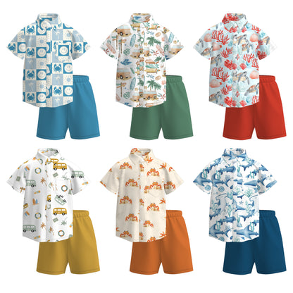 Boys Summer Sea Crab Bus Polo Shirt Short Set
