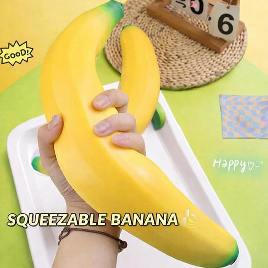 Jumbo Banana Squishy Stress Relief Toy – Super Soft Squeezable Flour-Filled Fidget Toy
