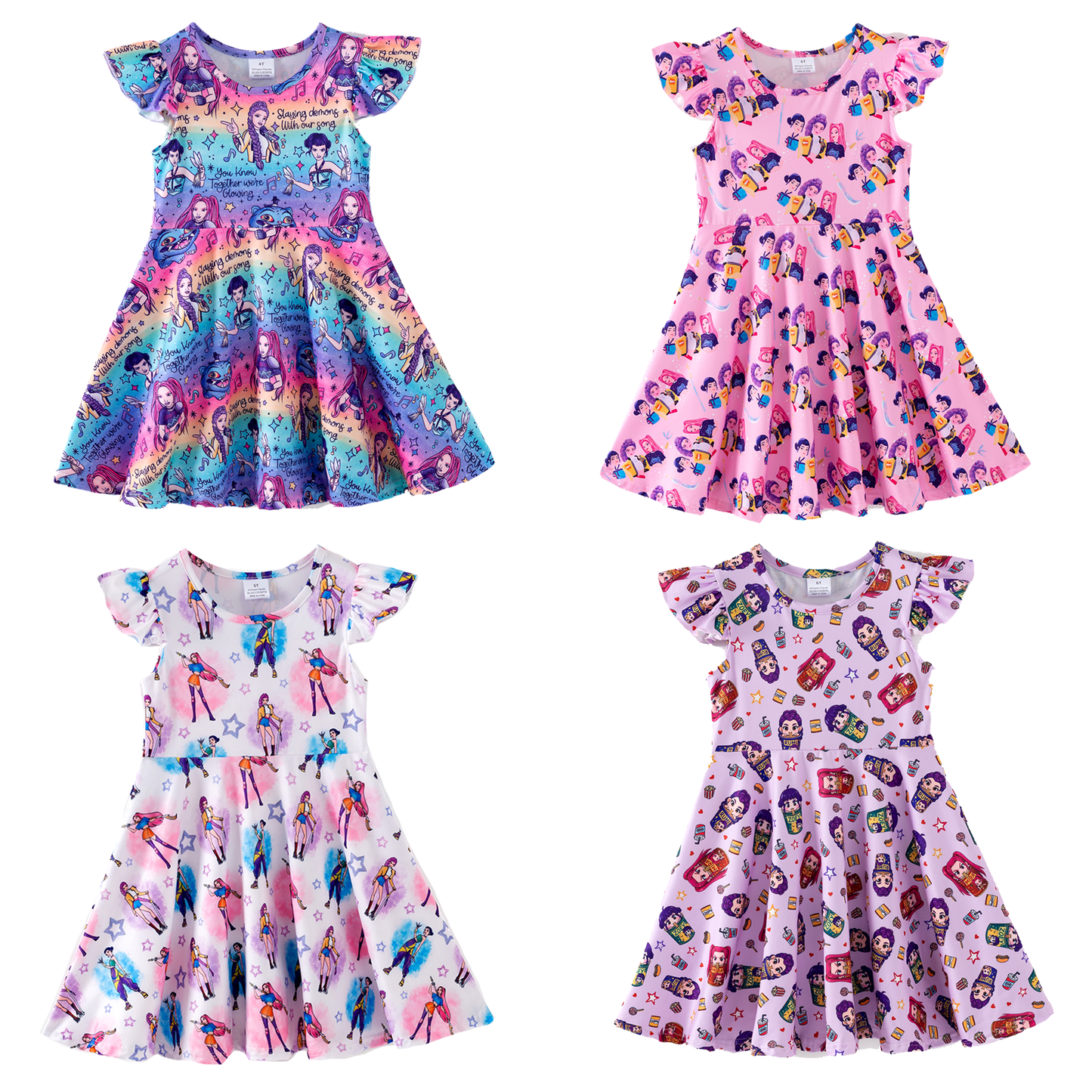 Girls Spring Summer K-POP Short Sleeves Twirl Dress