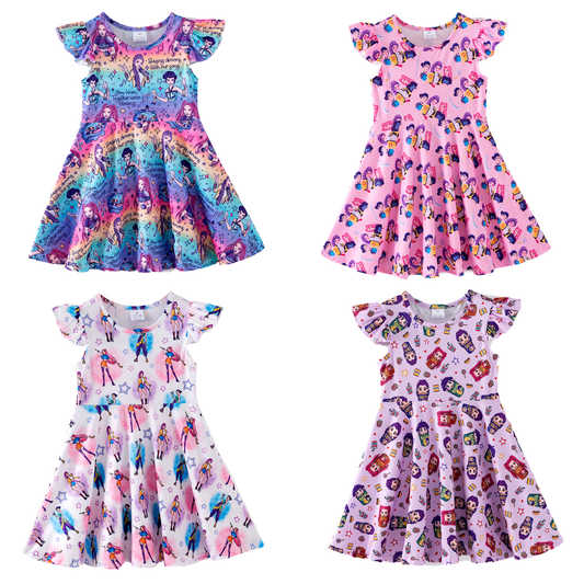 Girls Spring Summer K-POP Short Sleeves Twirl Dress