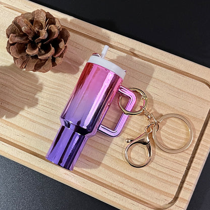 Mini Tumbler Bag Charm Keychain Holographic Rainbow Plastic Cup Charm Accessory