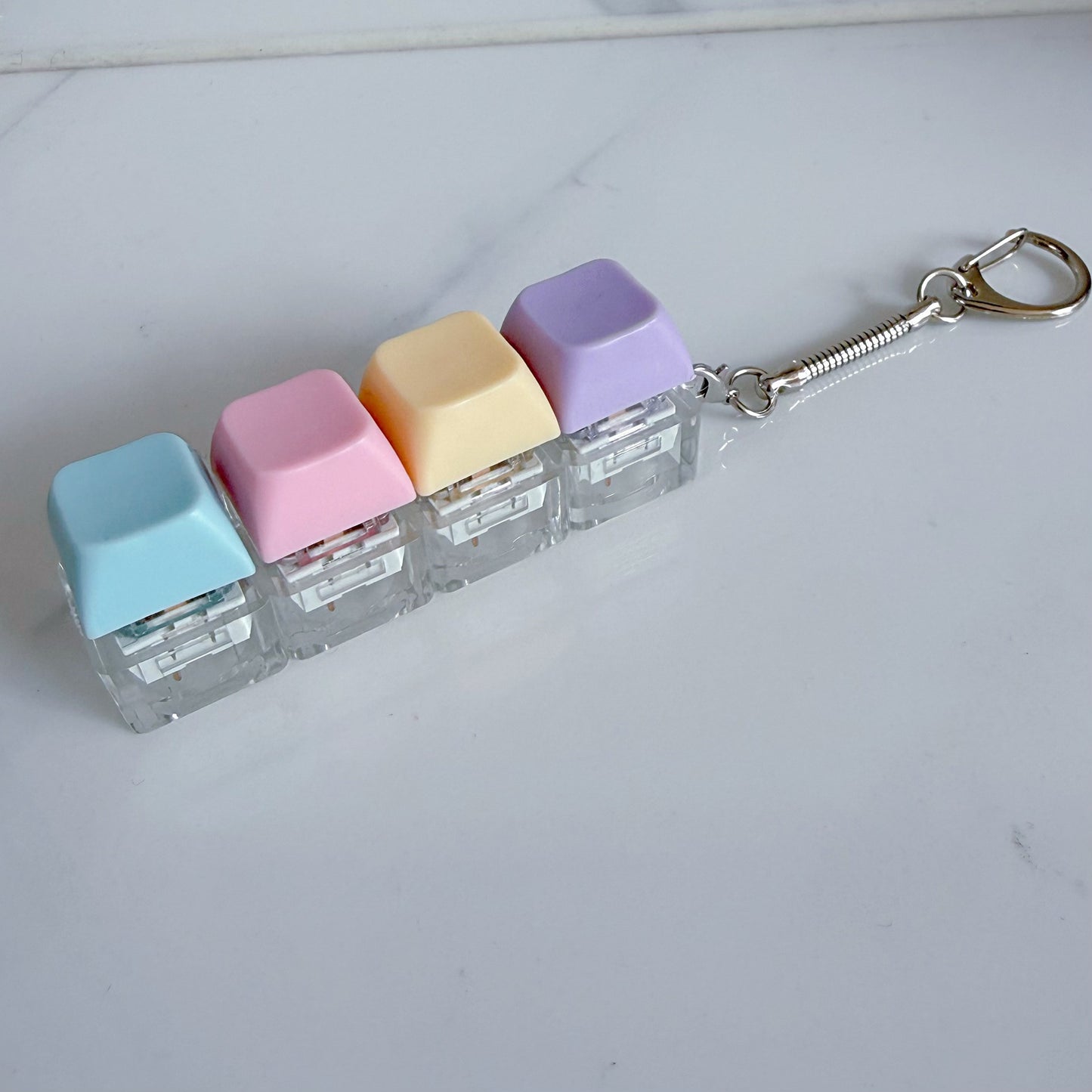 Pastel Colors Finger Press Button Cube Squishy Keyboard Keychain Stress Relief Toy