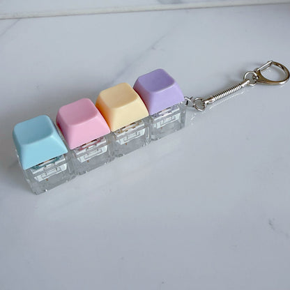 Pastel Colors Finger Press Button Cube Squishy Keyboard Keychain Stress Relief Toy