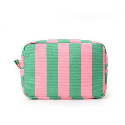Corduroy Striped Makeup Pouch Travel Toiletry Bag