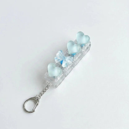 Ice-Translucent Heart Keycap Stress Relief Keychain Keyboard-Style Pendant Charm
