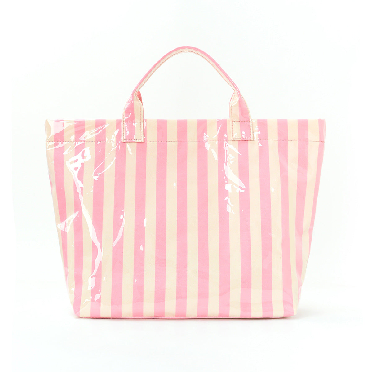 Large Striped Tote Bag – Lightweight PVC Shoulder Bag for Travel, Work & Daily Use