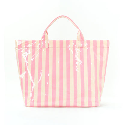 Large Striped Tote Bag – Lightweight PVC Shoulder Bag for Travel, Work & Daily Use