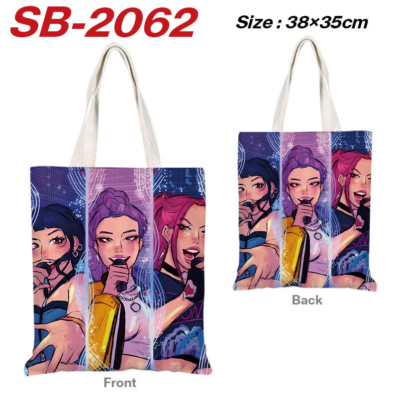 K-Pop Demon Hunters Full-Color Printed Canvas Tote Bag – Shoulder Carry Shopping Bag